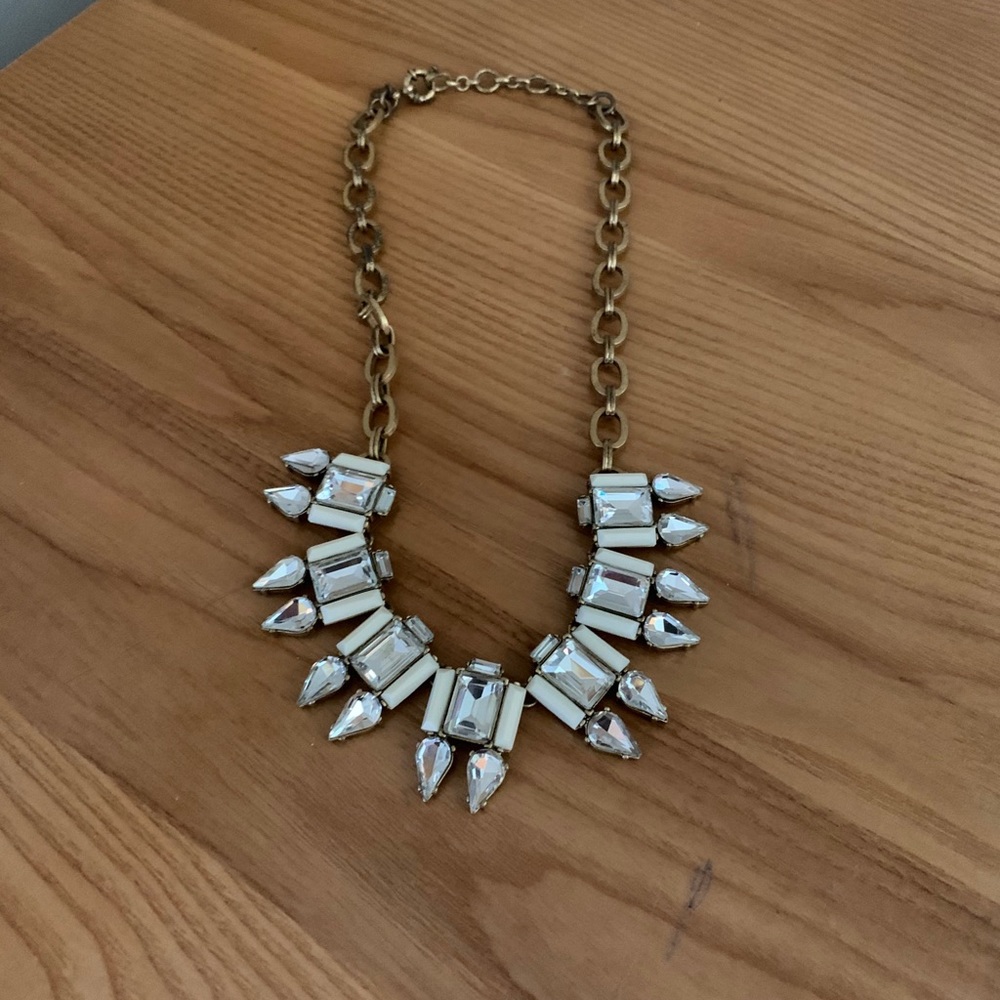 J. Crew Crystal and White Necklace